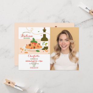 Invitación Foto de cena italiana de pizza para cumpleaños