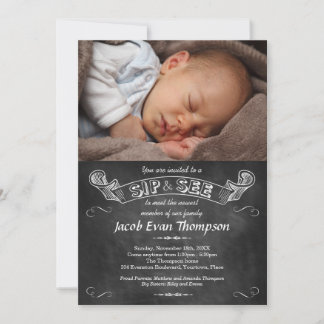 Invitación Foto de Chalkboard Sip y Ver Fiesta