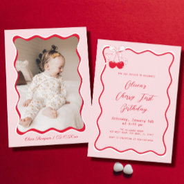 Invitación Foto de Cherry Birthday