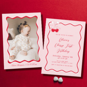 Invitación Foto de Cherry Birthday