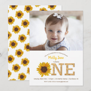 Invitación Foto de Chica de cumpleaños de girasol ruso