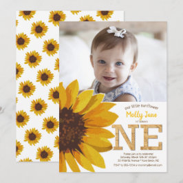 Invitación Foto de Chica de cumpleaños de girasol ruso