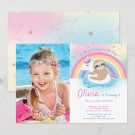 Invitación Foto de Chica de cumpleaños del Fiesta de la pisci