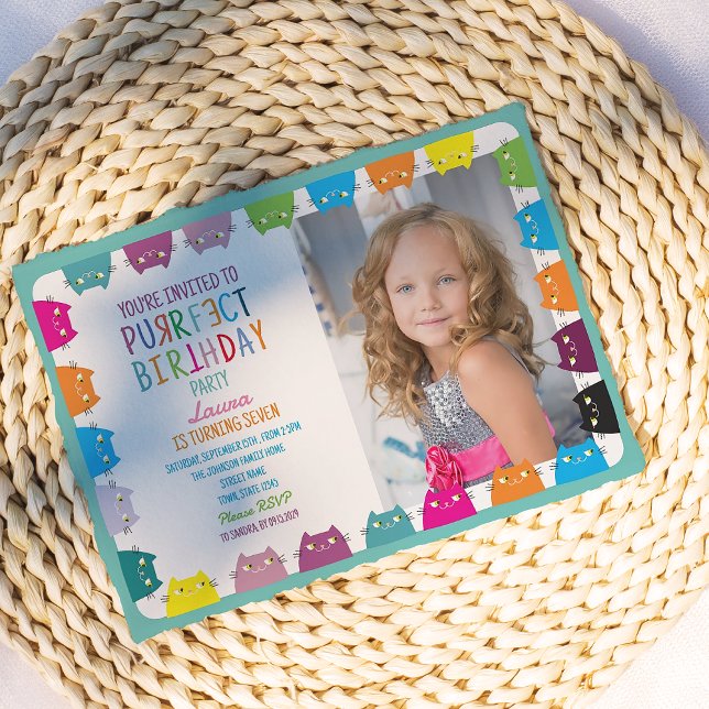 Invitación Foto de Chica Gato Fiesta de Cumpleaños (Subido por el creador)