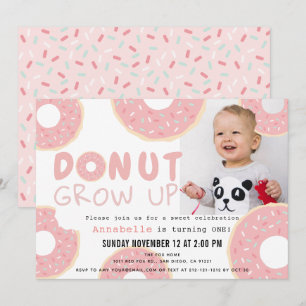 Invitación Foto de Chica rosado de Donut Grow Up