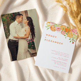 Invitación Foto de Citrus Watercolor Boda