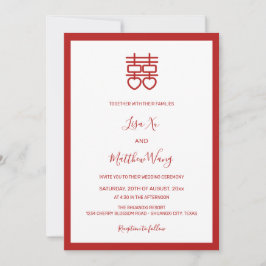 Invitación Foto de código QR | Boda chino rojo blanco