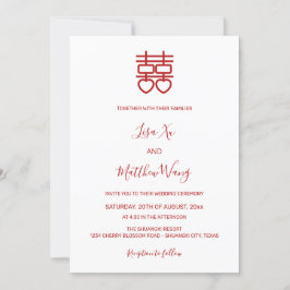 Invitación Foto de código QR | Boda chino rojo blanco