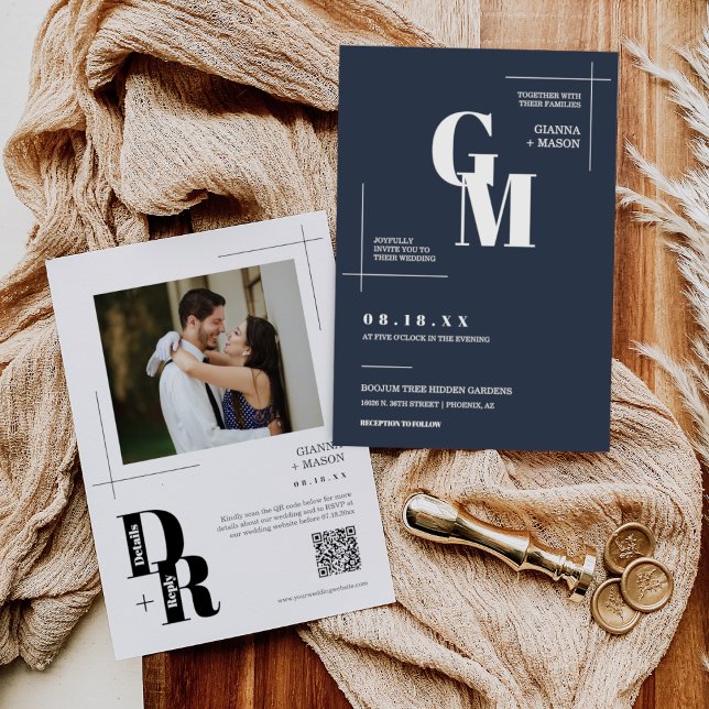 Invitación Foto de código QR del Boda azul de la Marina Minim (Subido por el creador)