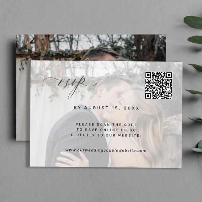 Invitación Foto de código QR respuesta de boda elegante tarje (Subido por el creador)