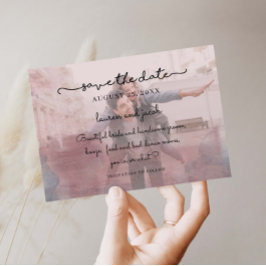 Invitación Foto de color azul y rosa de la acuarela para guar