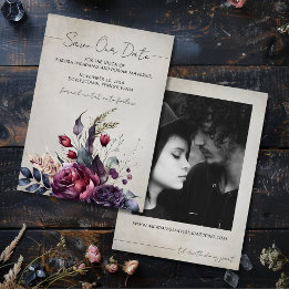 Invitación Foto de color de agua floral gótica Guardar la fec
