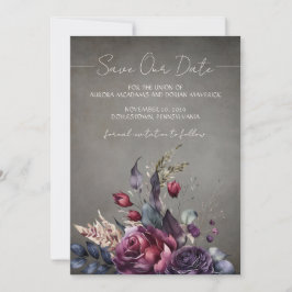 Invitación Foto de color de agua floral gótica Guardar la fec