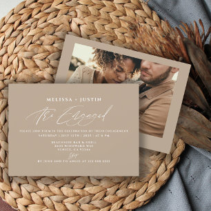 Invitación Foto de compromiso de boda con letra a mano modern