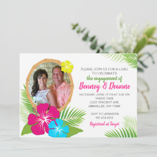 Invitación Foto de compromiso de Luau hawaiano elegante