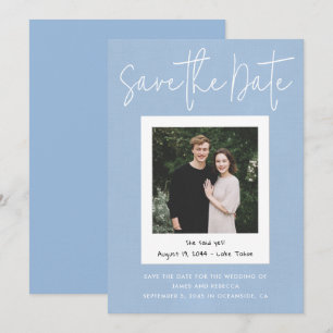 Invitación Foto de compromiso de Personalizados azules modern