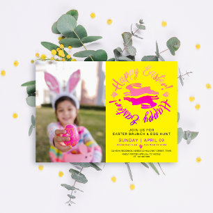 Invitación Foto de conejito de caza de huevos de Brunch color
