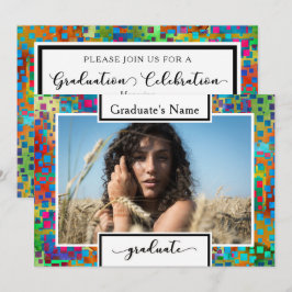 Invitación Foto de Confeti Colorido Fiesta de Graduación