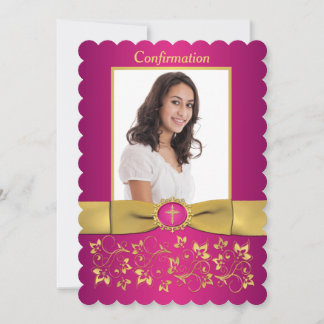 Invitación Foto de confirmación con borde de vieira RIBBON IM