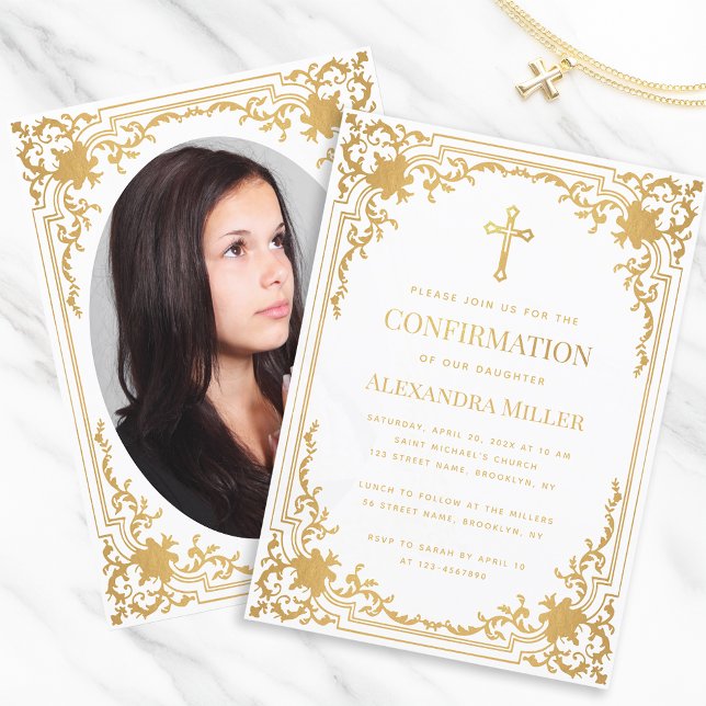 Invitación Foto de confirmación Relieve metalizado dorado fal (Subido por el creador)