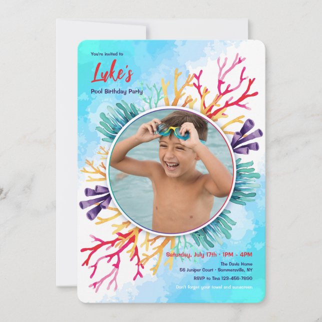 Invitación Foto de Coral Marino (Anverso)