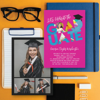 Invitación Foto de corte de graduado genial Fiesta de graduac