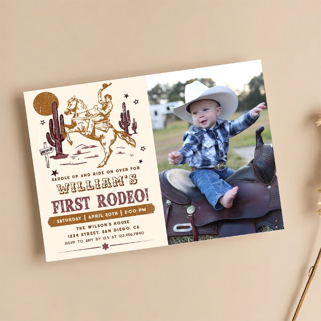 Invitación Foto de Cowboy First Rodeo Western Birday (Subido por el creador)