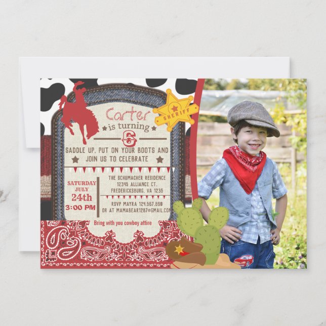 Invitación Foto de Cowboy Invitado_personalizado (Anverso)