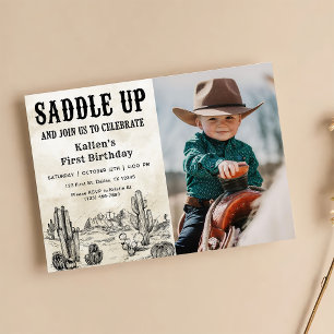 Invitación Foto de Cowboy Western Rodeo Wild West Birthday