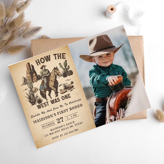 Invitación Foto de Cowboy Western Rodeo Wild West Birthday (Subido por el creador)
