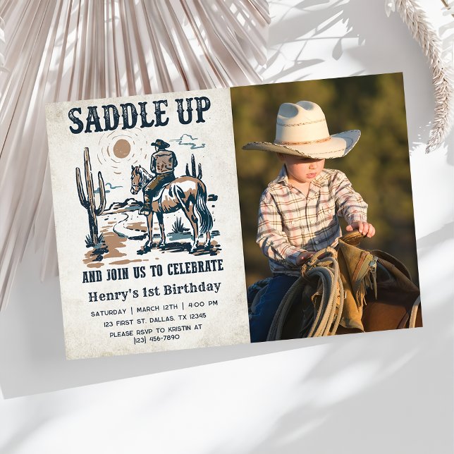 Invitación Foto de Cowboy Western Rodeo Wild West Birthday (Subido por el creador)