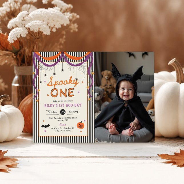 Invitación Foto de cumpleaños 1 Spooky One Halloween (Subido por el creador)