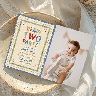 Invitación Foto de cumpleaños 2º colorido listo para fiesta