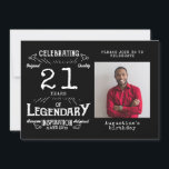 Invitación Foto de cumpleaños 21 Black Vintage<br><div class="desc">Celebra tu hito especial con estilo con nuestra invitación de 21 años de la época de la foto negra! Con un diseño de estilo vintage único y tu foto favorita, esta invitación hará una impresión duradera. Permítanos ayudarle a crear la celebración perfecta con una invitación única que inspirará a sus...</div>