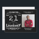 Invitación Foto de cumpleaños 21 Black Vintage<br><div class="desc">Celebra tu hito especial con estilo con nuestra invitación de 21 años de la época de la foto negra! Con un diseño de estilo vintage único y tu foto favorita, esta invitación hará una impresión duradera. Permítanos ayudarle a crear la celebración perfecta con una invitación única que inspirará a sus...</div>