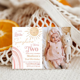 Invitación Foto de cumpleaños 2 bajo el arcoiris de Our Littl