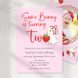 Invitación Foto de cumpleaños 2 de fresa confitada