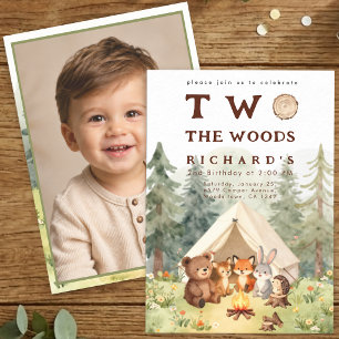 Invitación Foto de cumpleaños 2 de Happy Camper Two the Woods