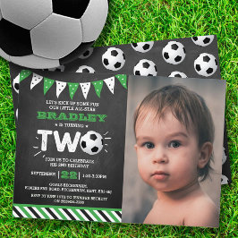 Invitación Foto de cumpleaños 2 de la pelota de fútbol de tod