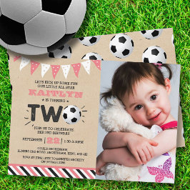 Invitación Foto de cumpleaños 2 de la pelota de fútbol de tod