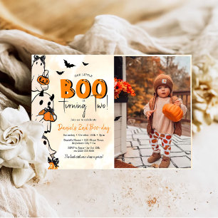 Invitación Foto de cumpleaños 2 de Little Boo Halloween