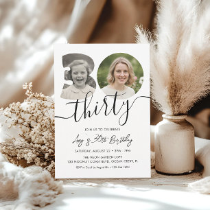Invitación Foto de cumpleaños 30 simple minimalista