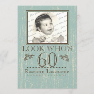 Invitación Foto de cumpleaños 60 de Aged Wood