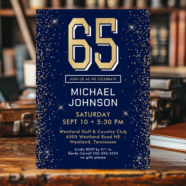 Invitación Foto de cumpleaños 65 Blue de la Marina Moderna (Subido por el creador)