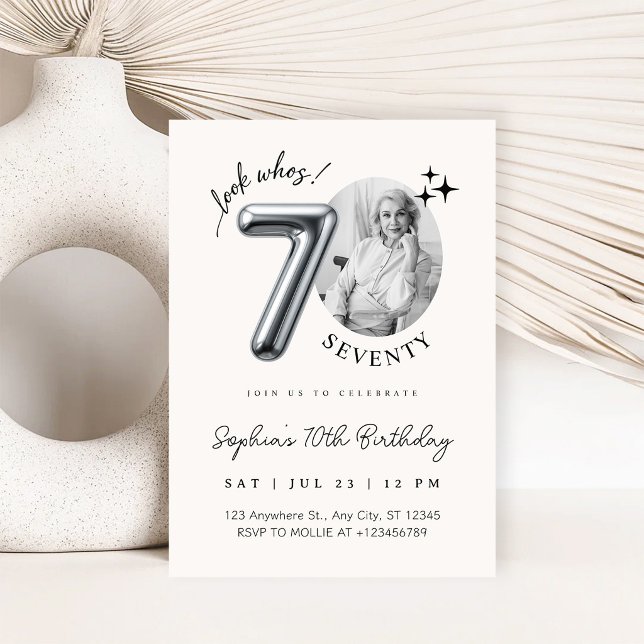 Invitación Foto de cumpleaños 70 moderno minimalista (Subido por el creador)