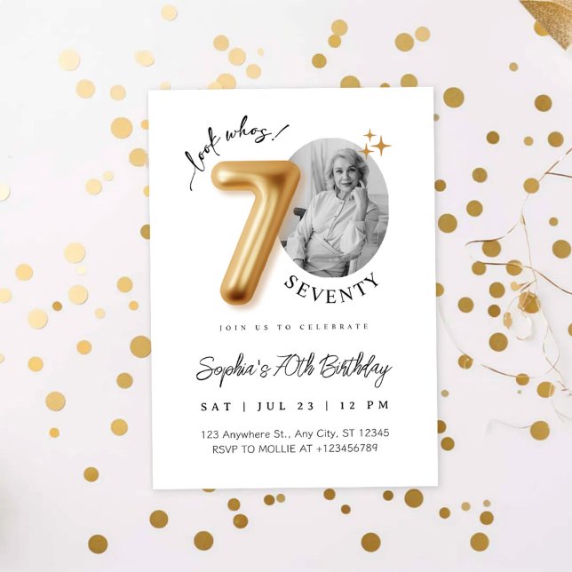 Invitación Foto de cumpleaños 70 moderno minimalista (Subido por el creador)