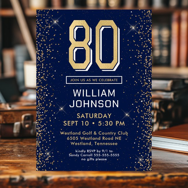 Invitación Foto de cumpleaños 80 Blue de la Marina Moderna (Subido por el creador)