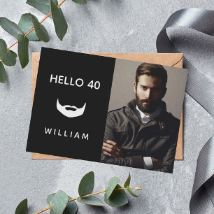 Invitación Foto de cumpleaños barba blanca negra
