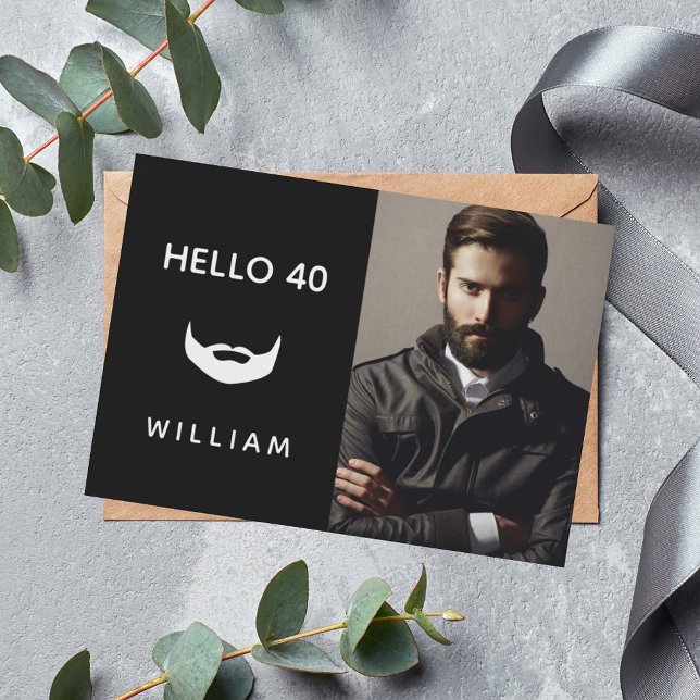 Invitación Foto de cumpleaños barba blanca negra (Subido por el creador)