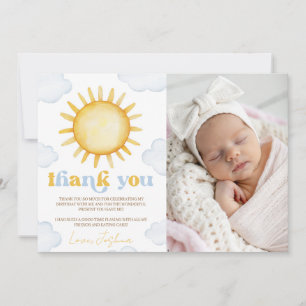 Invitación Foto de cumpleaños con agradecimiento por el sol